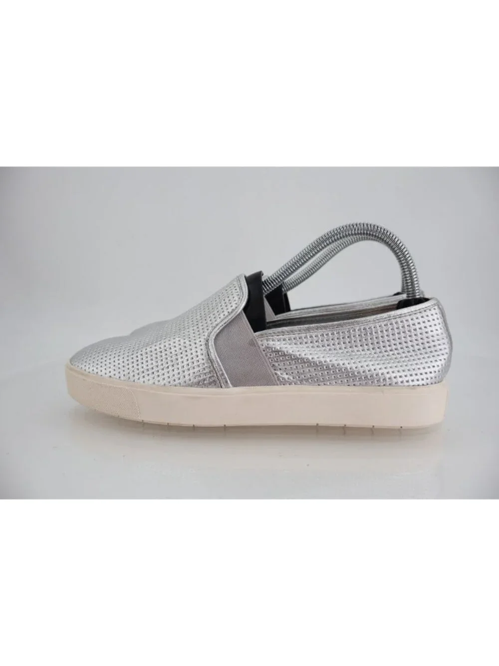 Vince Women Blair Slip On Shoes Sneakers Silver Metallic Leather Size 8 Loafer